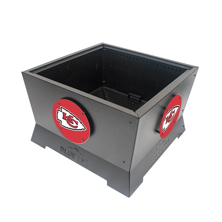 Blue Sky Outdoor Living Kansas City Chiefs 28'' NFL Square Peak Patio Smokeless Fire Pit Medallion Series SFP28SQ-CHIEFS